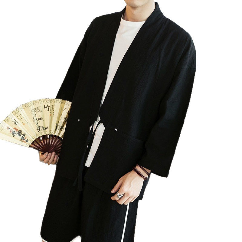 Retro Casual Taoist Robe Zen Veste pour hommes