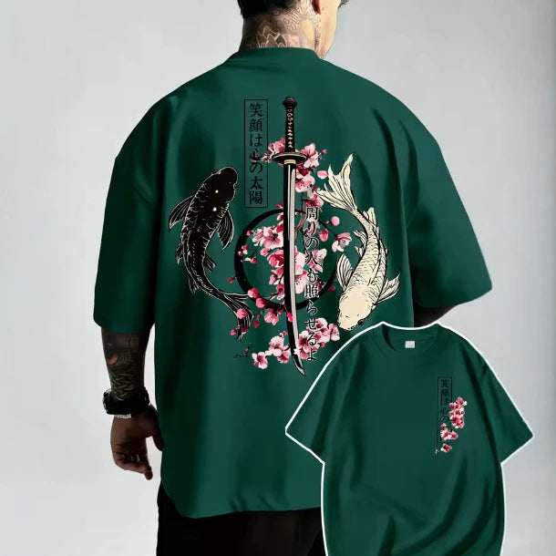 Chemise à manches courtes à manches courtes à col rond imprimé pour hommes