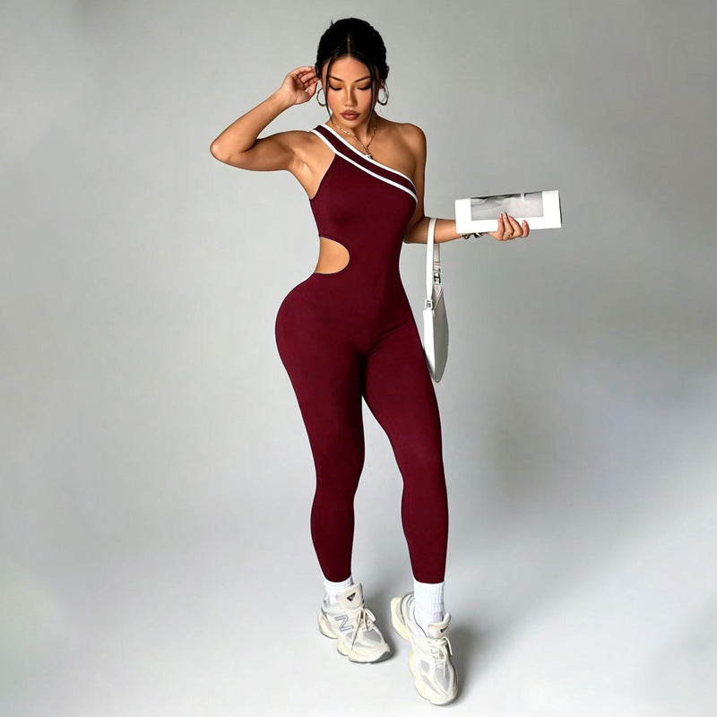 Pantalons de yoga sans épaule bloqués par la couleur