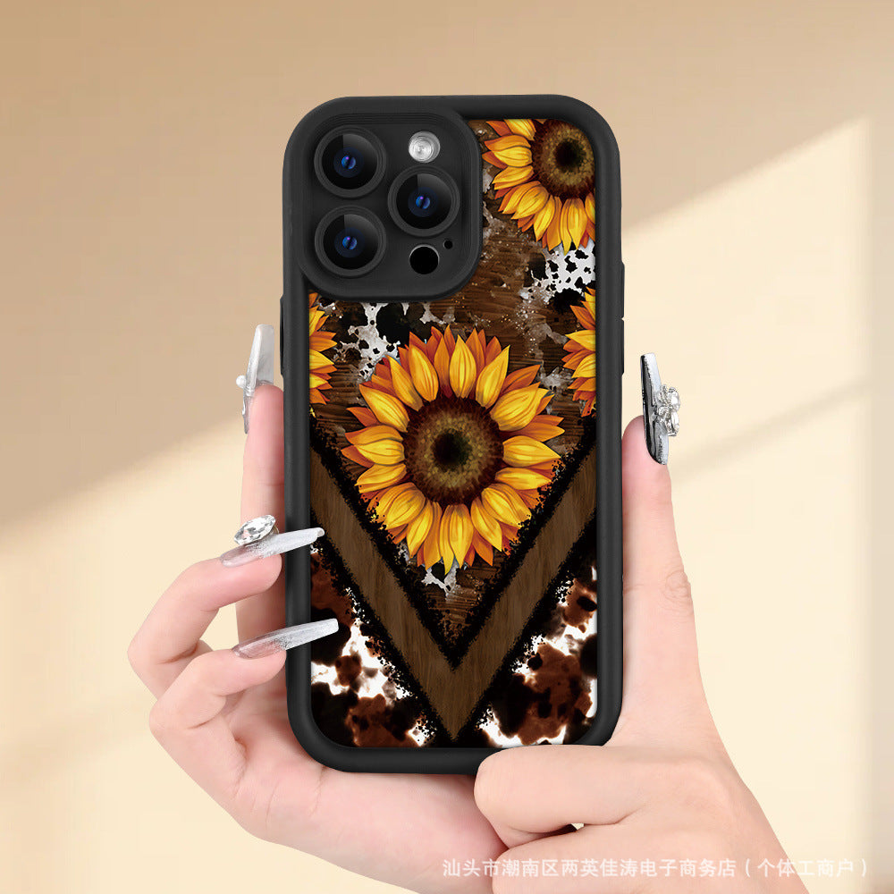 Leopard imprimé personnalisé Sunflower Silicone Phone Case