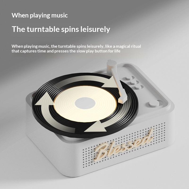 Lumière de nuit rétro de style vinyle et haut-parleur Bluetooth tout-en-un sans fil