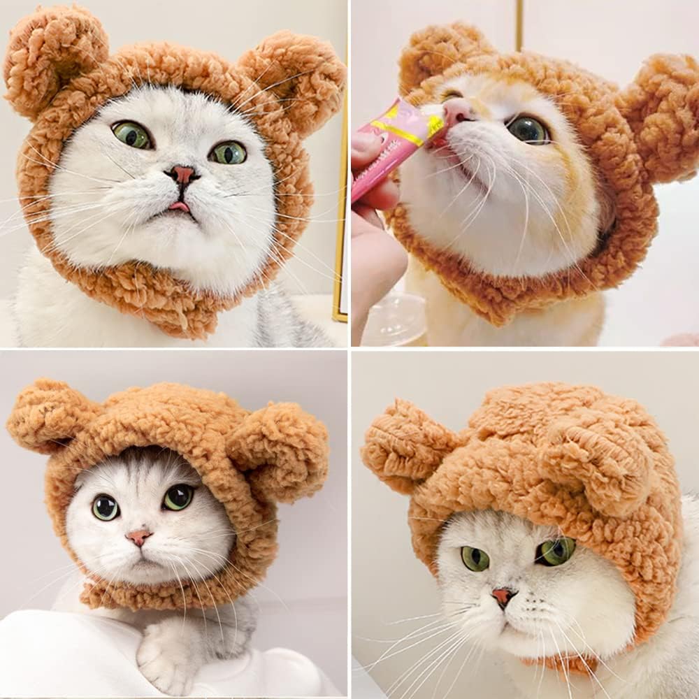 Costume de chat mignon Chapeau d'ours pour chat chaud doux petite tête d'animal