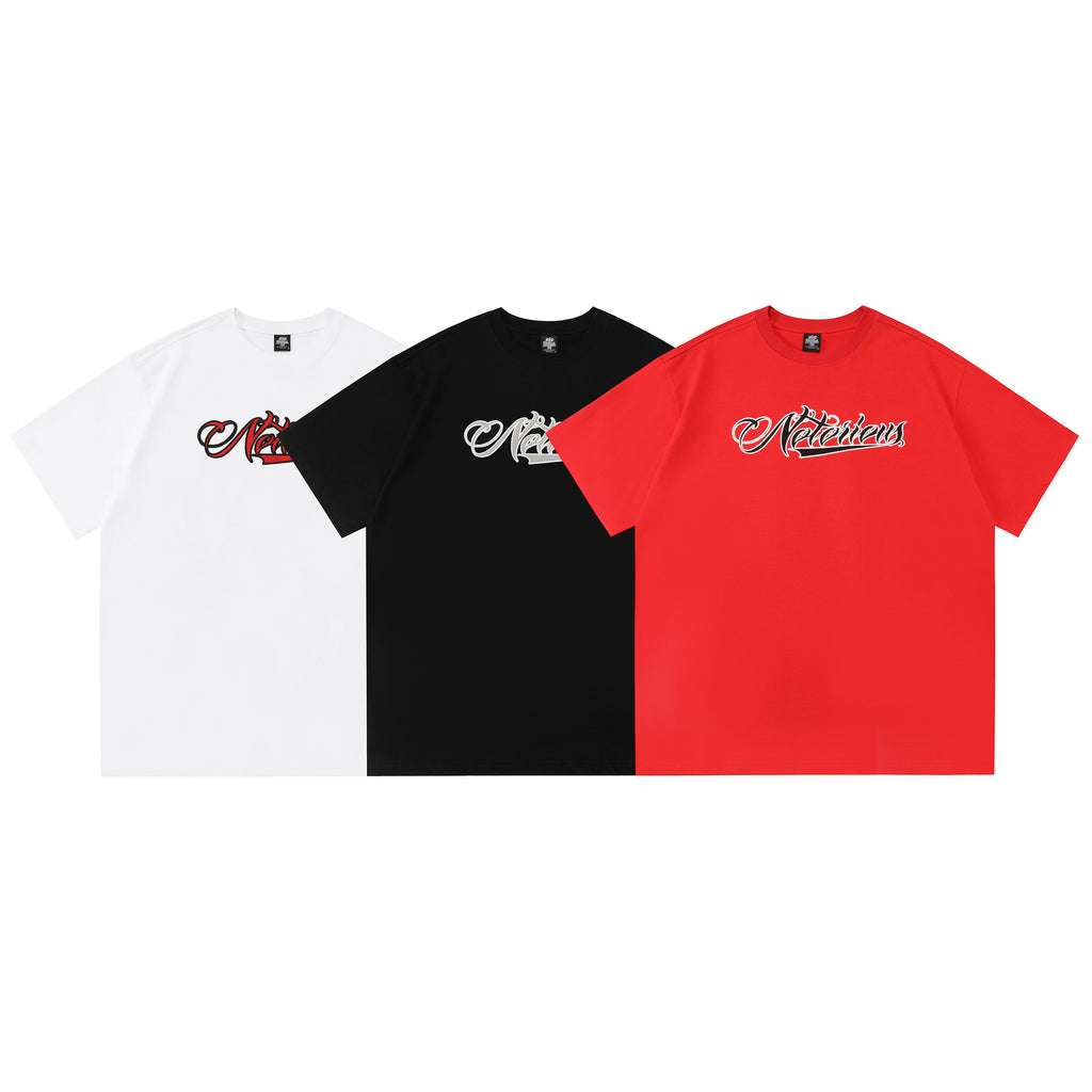Tee-shirt à manches courtes agrafées brodé plus de taille