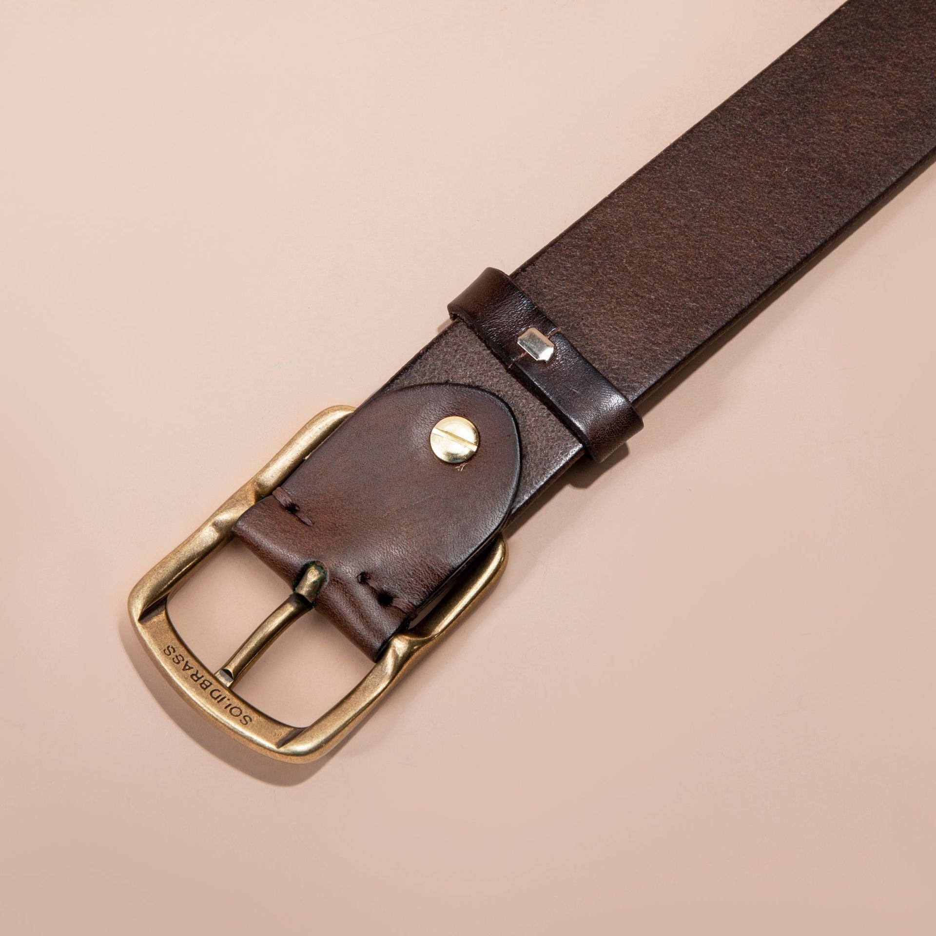 Ceinture pour hommes Cuir véritable Top Grain Pure Cowhide Retro Laiton Buckle