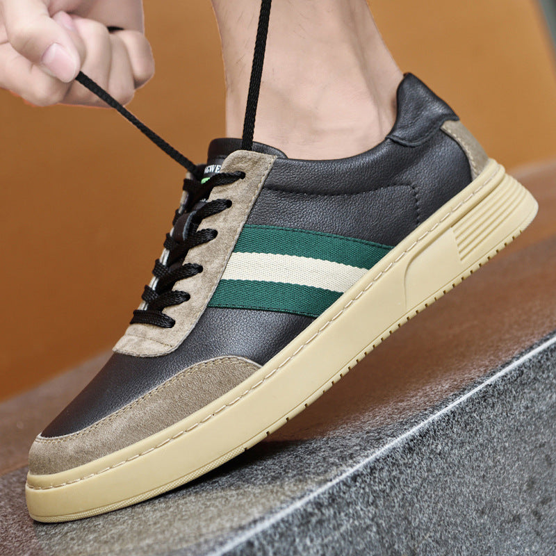 Chaussures de plateau en cuir de vache en lacet