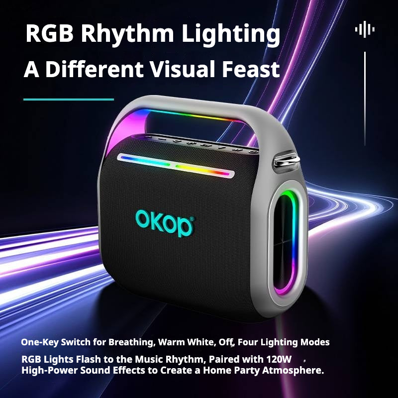 KP-8003 Party Bluetooth Speaker Outdoor RGB Éclairage ambiant Microphone et longue batterie L