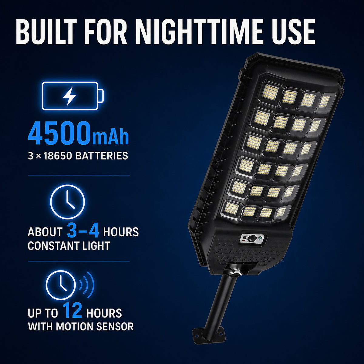 Solar Powered Motion Sensor Outdoor Light W7207 6 Noir pour Garden Yard Street Wall LED