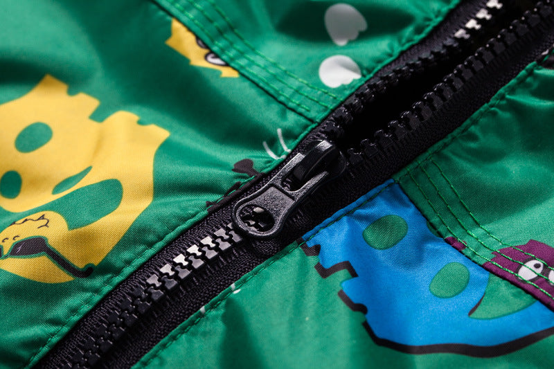 Mignon de garçon Dinosaure Windproof Veste imperméable Veste à capuche pour enfants