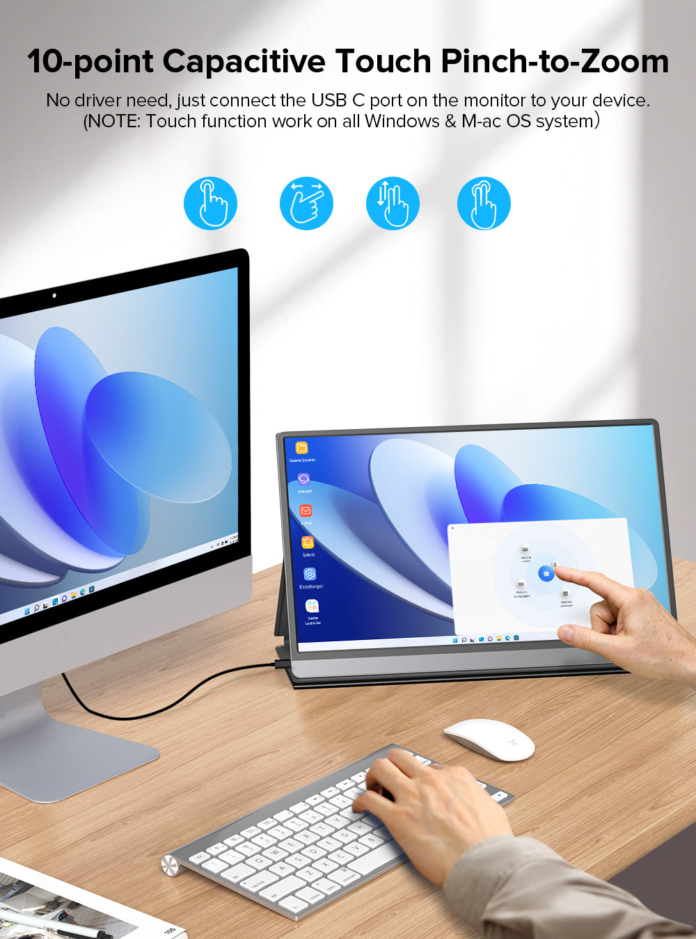 UPERFECT UTouch G16 15.6 pouces 120Hz moniteur de jeu portable pour le pont à vapeur intégré 10800m