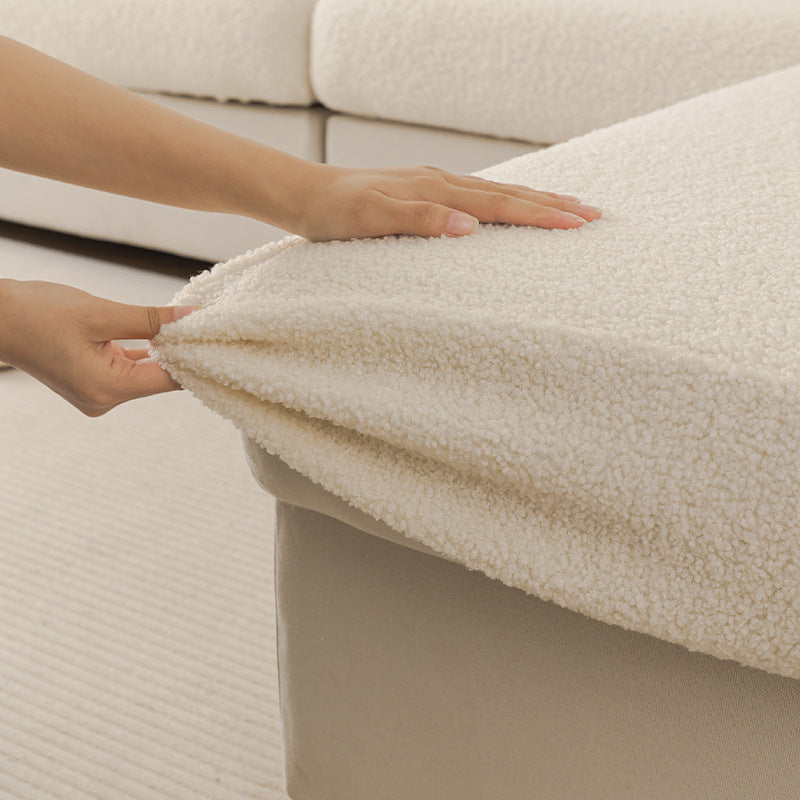Couvre-sofa stretch de couleur solide crémeuse