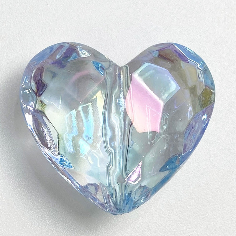 Perles de coeur en acrylique UV facettées