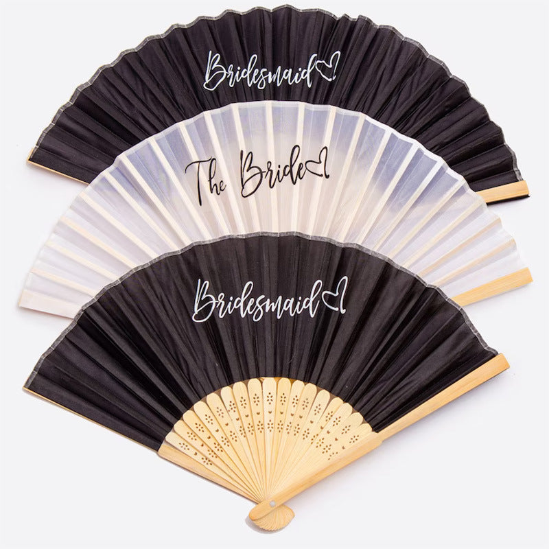 Bride and Bridesmaid Black and White Fan