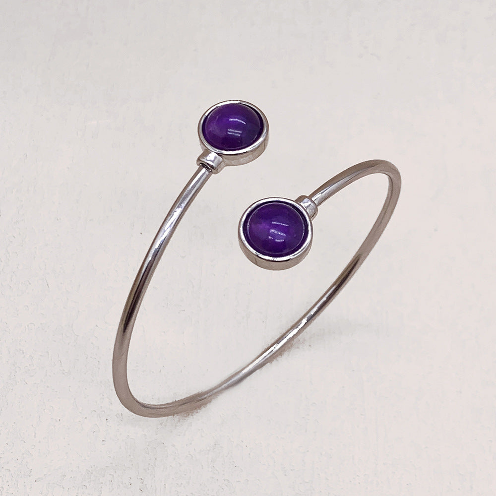 Bracelet Améthyste Bangle de cristal rond à double tête