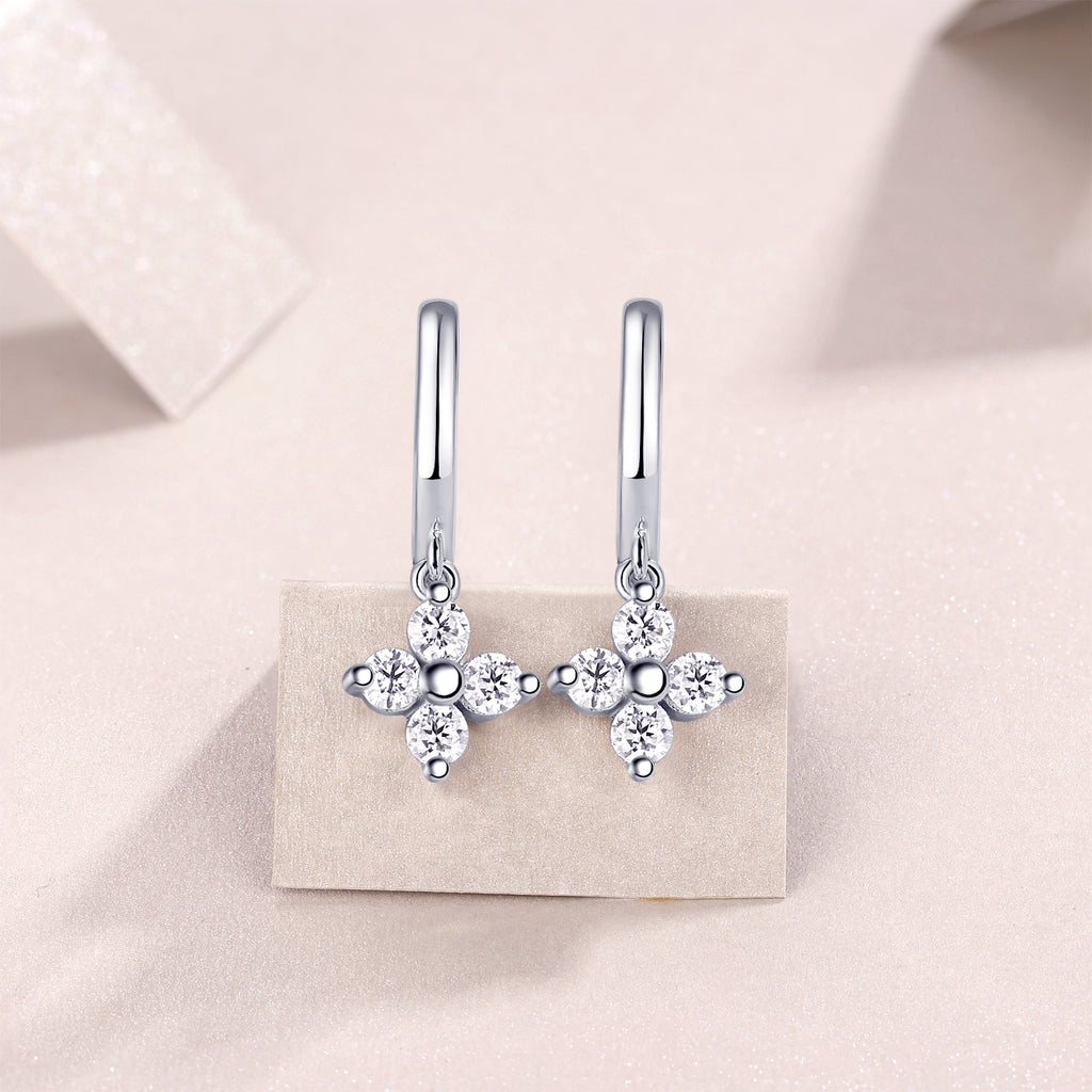 S925 Boucles d'oreilles de trèfle en argent sterling