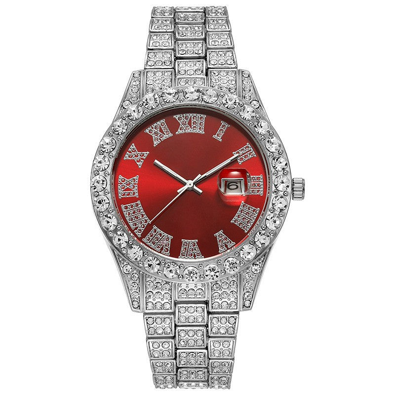 Bracelet en acier pour hommes Hip-hop Roman Quartz Montre
