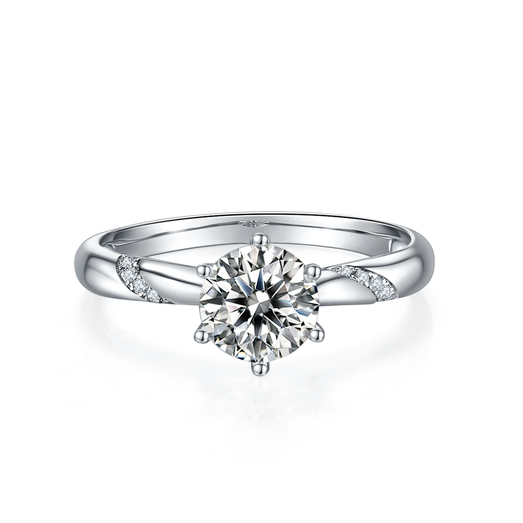 S925 Sterling Silver 1ct Moissanite Engagement Ring