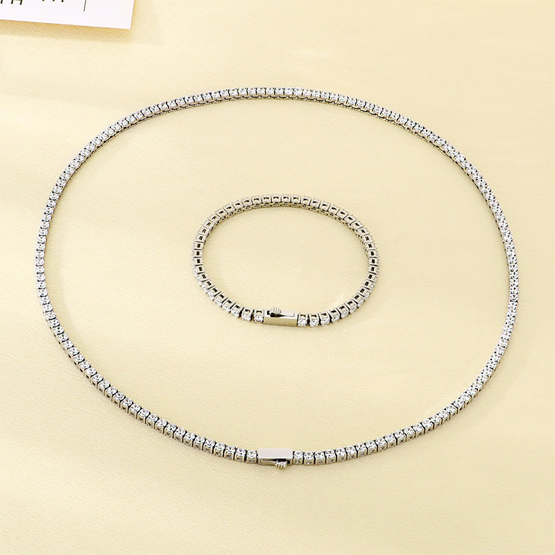Chaîne de tennis en acier inoxydable sertie de diamants