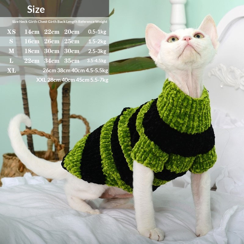 Sweater rayé élégant pour votre ami félin