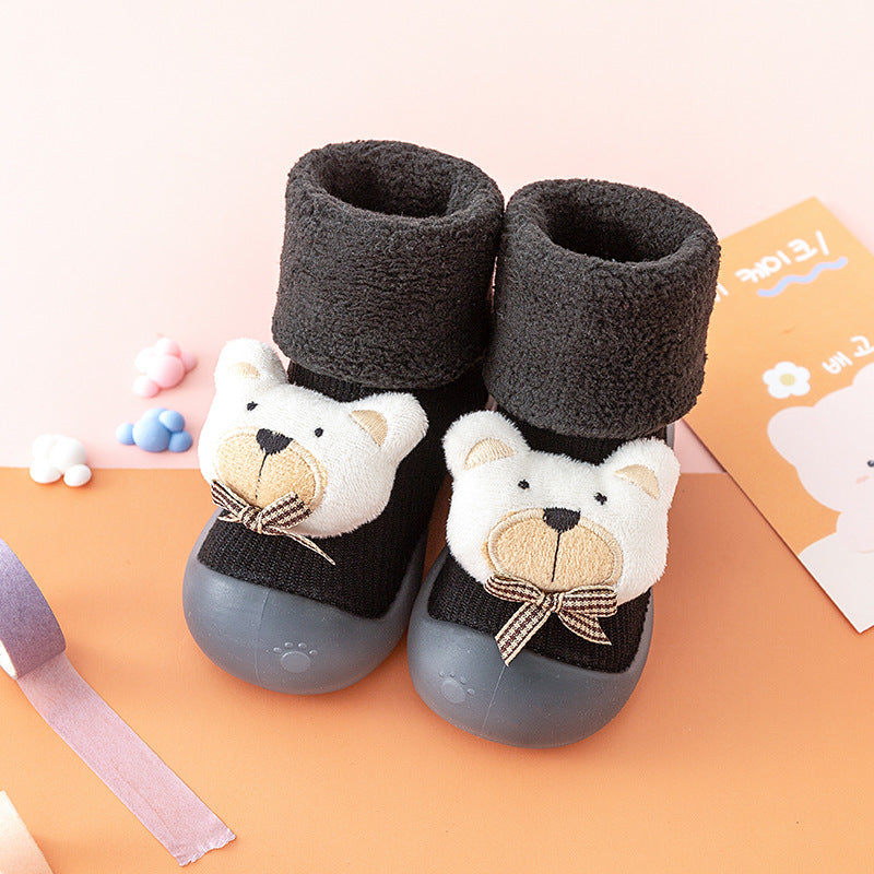 Chaussures de bébé bébé épais d'hiver Soft Bottom Indoor Non-slip