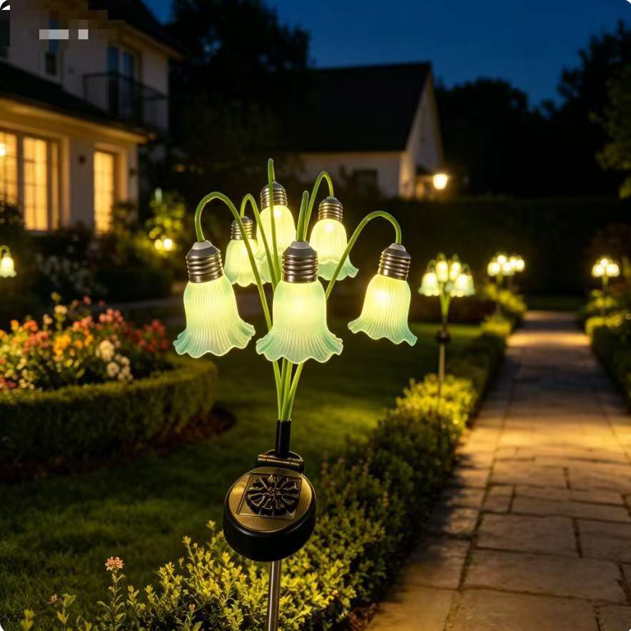 Fleur artificielle Lampe de sol à fibre optique à LED à énergie solaire