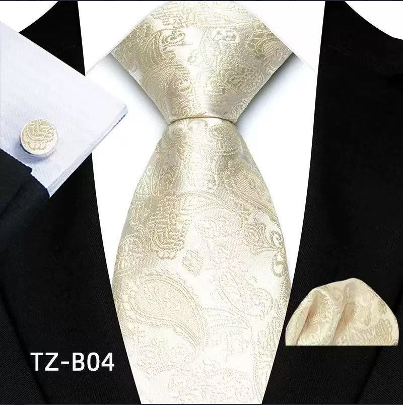 Paisley Tie Square Scarf Pocket Square Cufflinks Ensemble de trois pièces