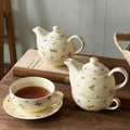 Cup et Saucer en céramique Floral-pattern ensemble une tasse et une théière en lettres théière Fl