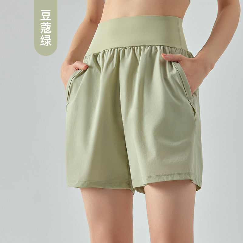 High Waist Abdomen Tuckin' Sports Shorts Été Femme Double Pocket Running Fitness Shor