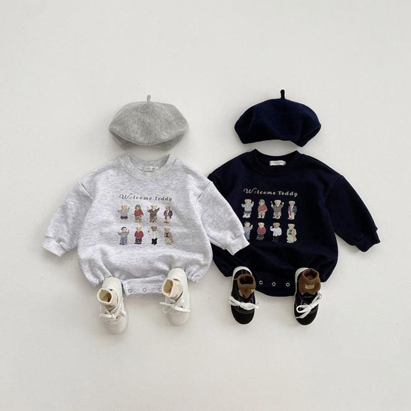 Chandail de coton de bébé à manches longues Caricature Lettre Casual Romper