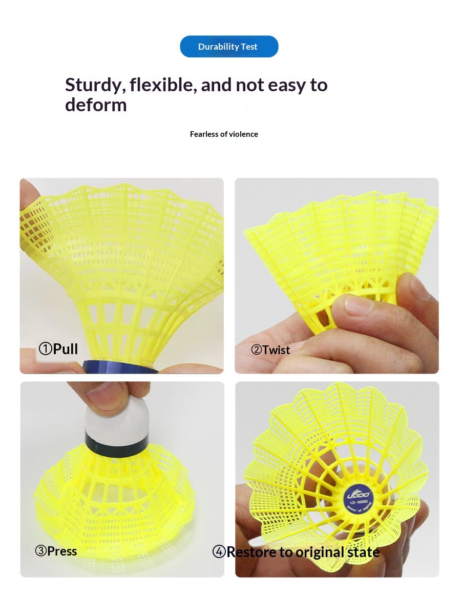 LYDOO Badminton Training Nylon Badminton Natural Cork Ball Head Yellow Nylon Ball 6 Pack W
