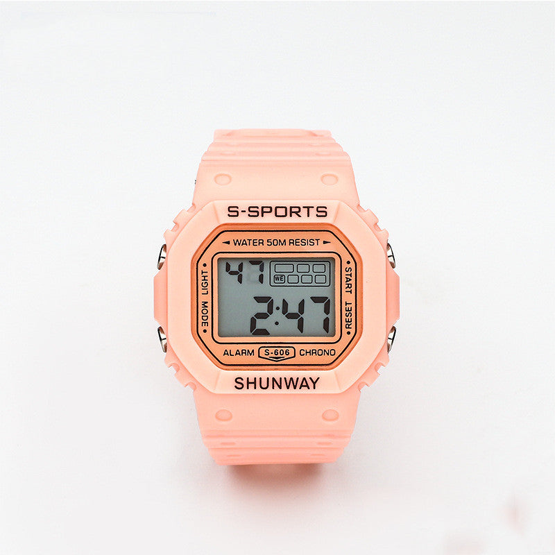 Imperméable Lumineux Petit carré Étudiant Montre électronique