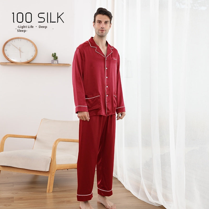 Pyjama en soie pour hommes 22 M Lapel en soie de mûre lourde