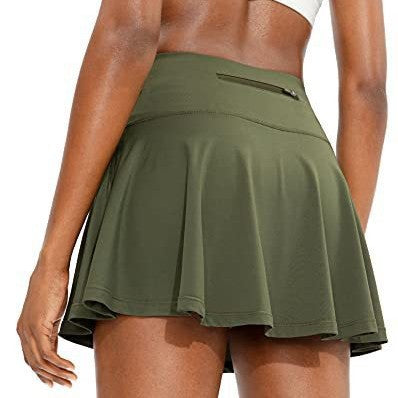 Couche de base nue Fitness antidérapant Yoga plissé Jupe Midi Badminton Sports Bac de danse