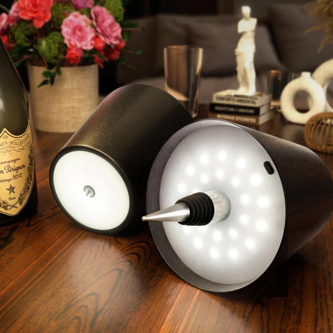 2 Pack LED bouteille de vin lumière touche variable 3 modes de couleur 1200mAh lampe de bouteille rechargeable