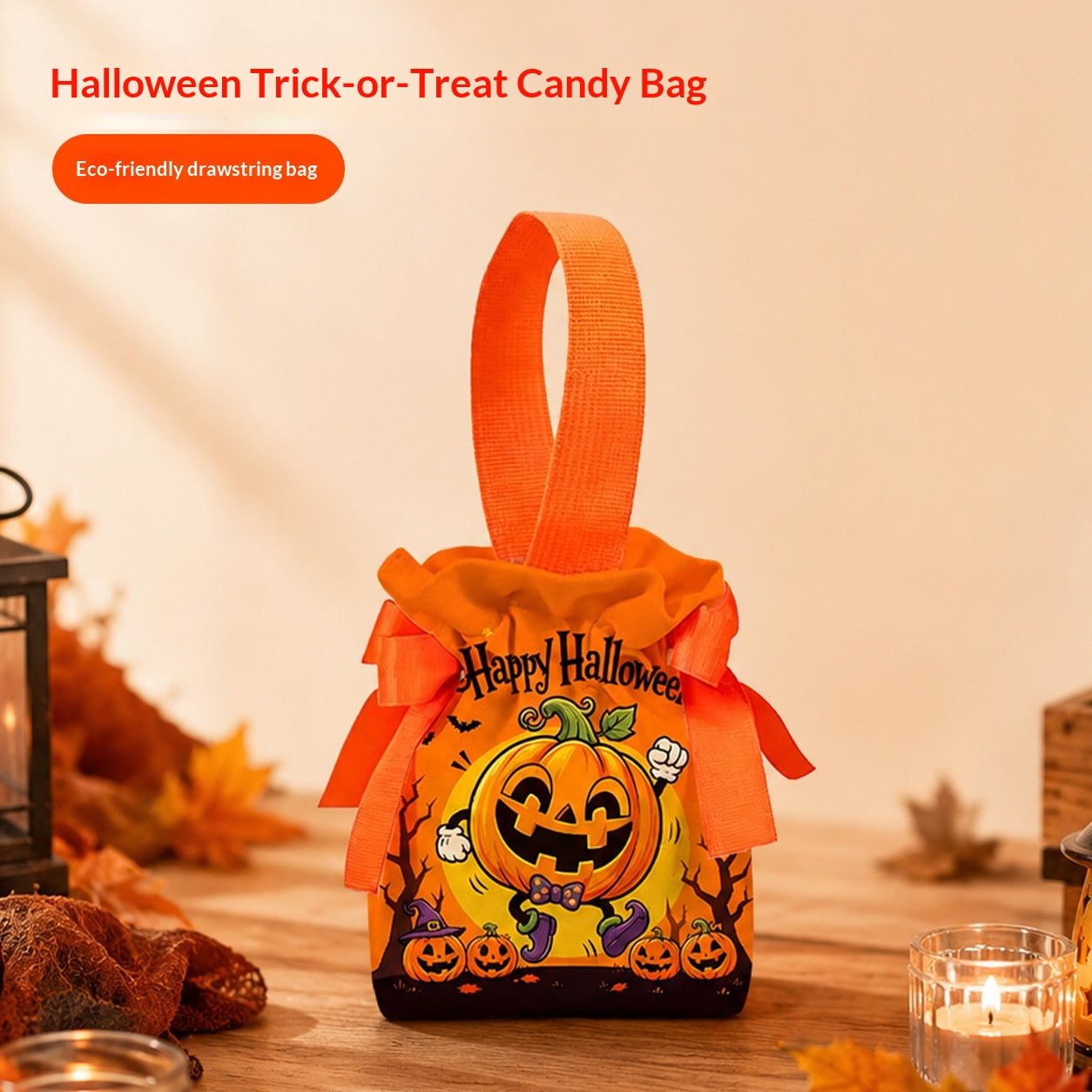Sac en toile de citrouille amusante d'Halloween pour trick-or-Treating