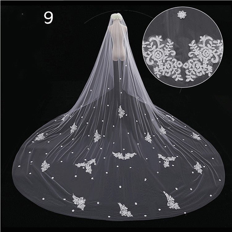 Robe de mariée Long Tail Luxury Super Fée Veil de mariage