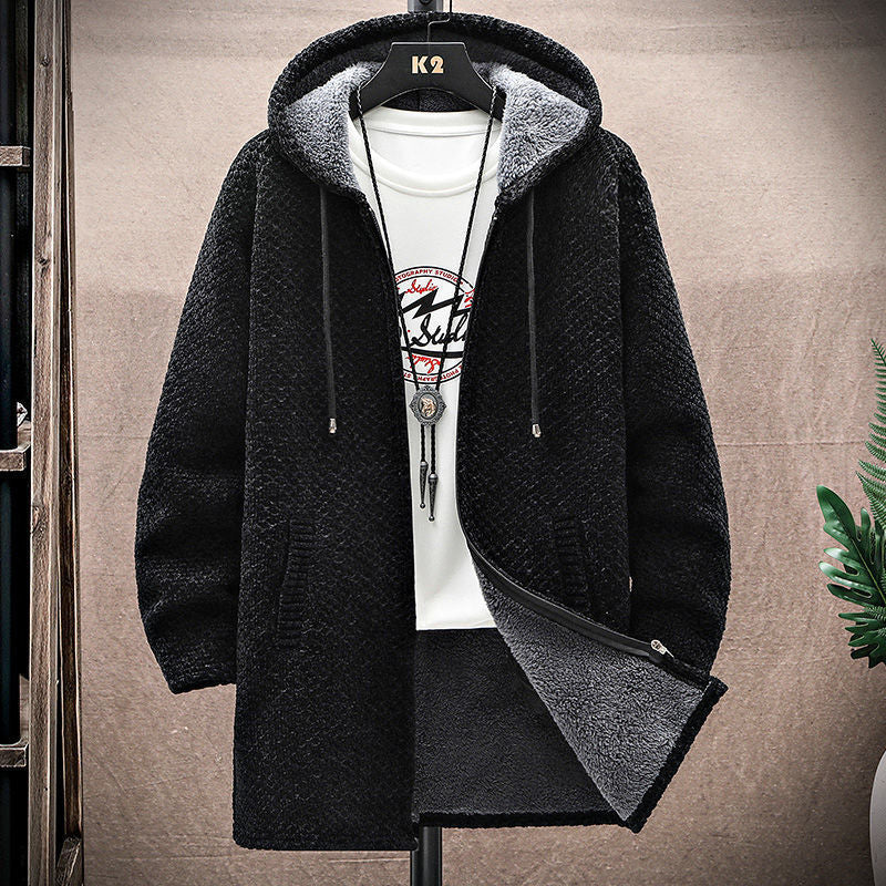 Men's Mid-Length Knitted Cardigan Coat Casual et polyvalent