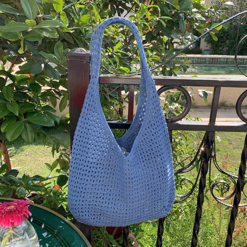 Sac à mailles creux de style Instagram tricoté Woven Purse