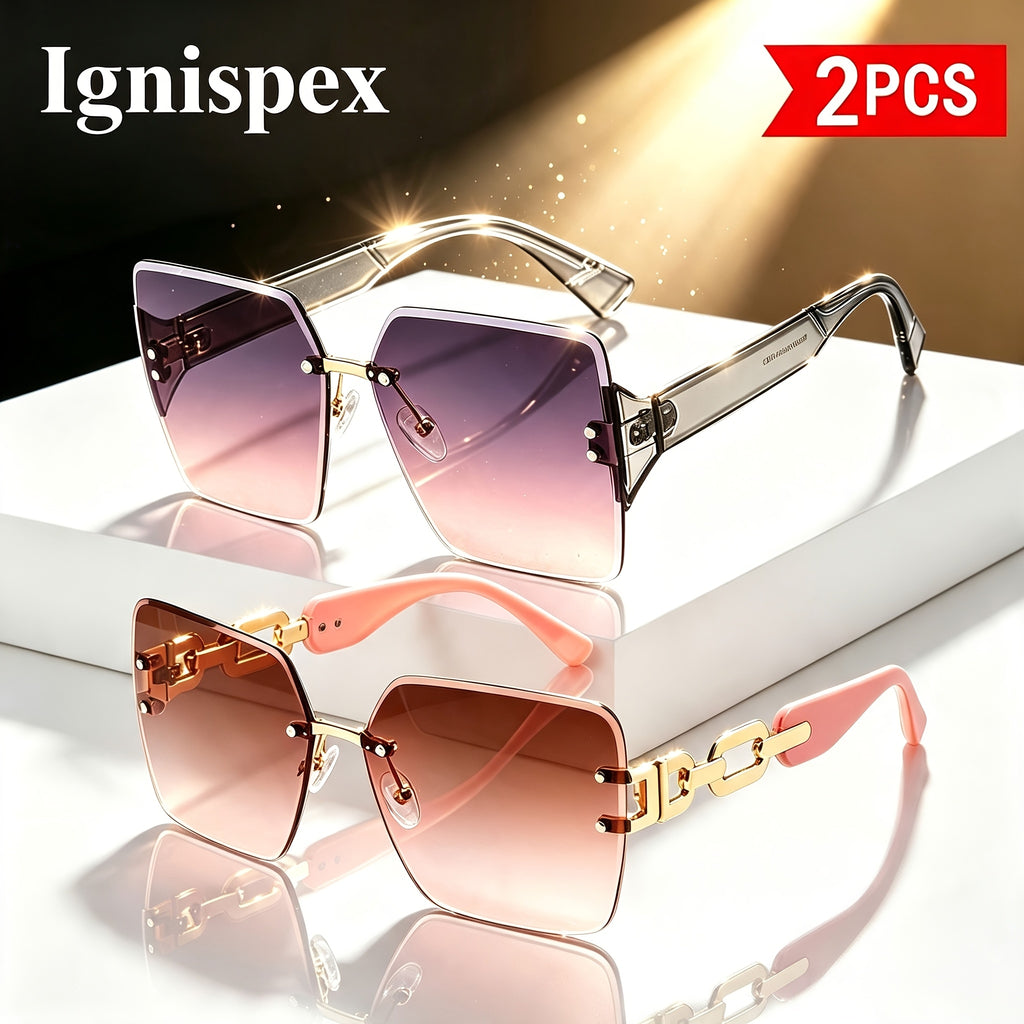 Lunettes de soleil carrées 2 paquets sans vis pour femmes