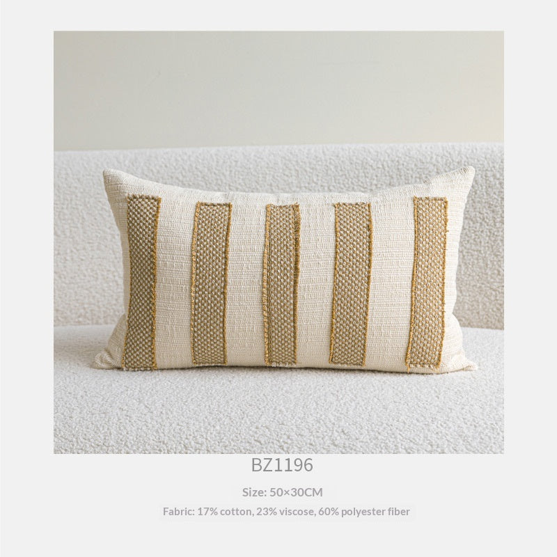 Linge de coton de style naturel Coussin de la taille légère et luxueuse en beige et jaune