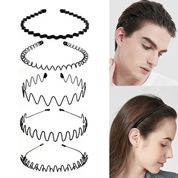 6Pcs Metal Hair Headband Wave Style Hoop Band Comb Sports Hairband Hommes Femmes US
