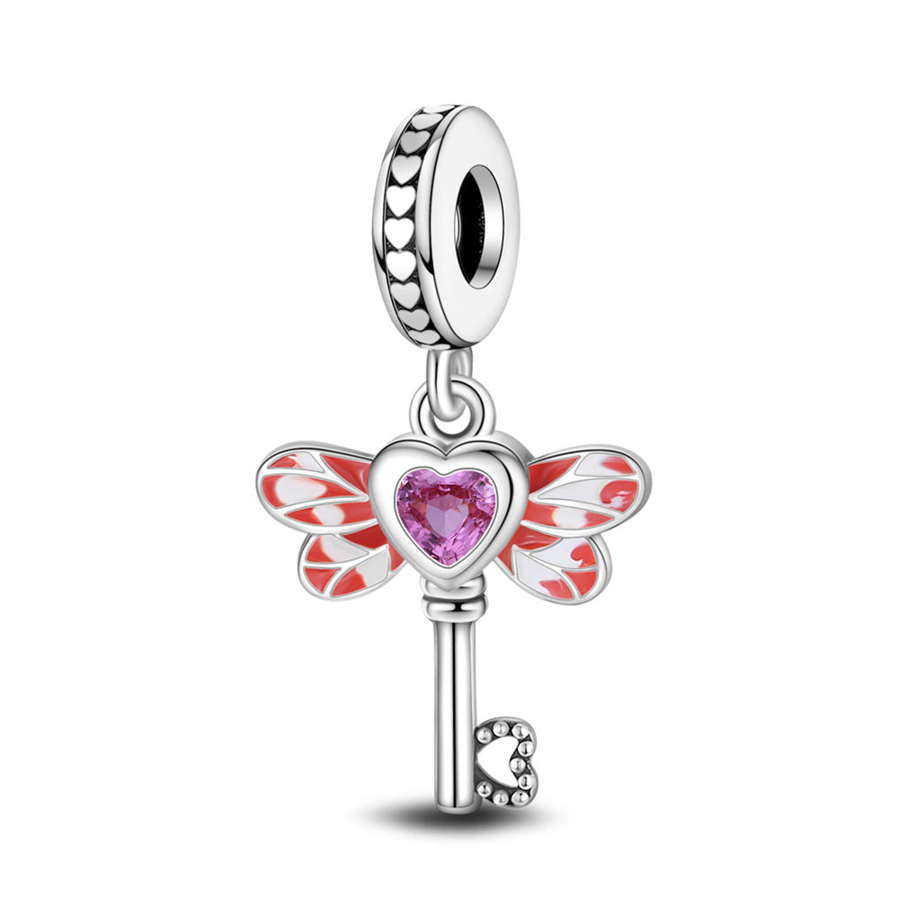 Accessoire pendentif à clé de verrouillage cardiaque rétro