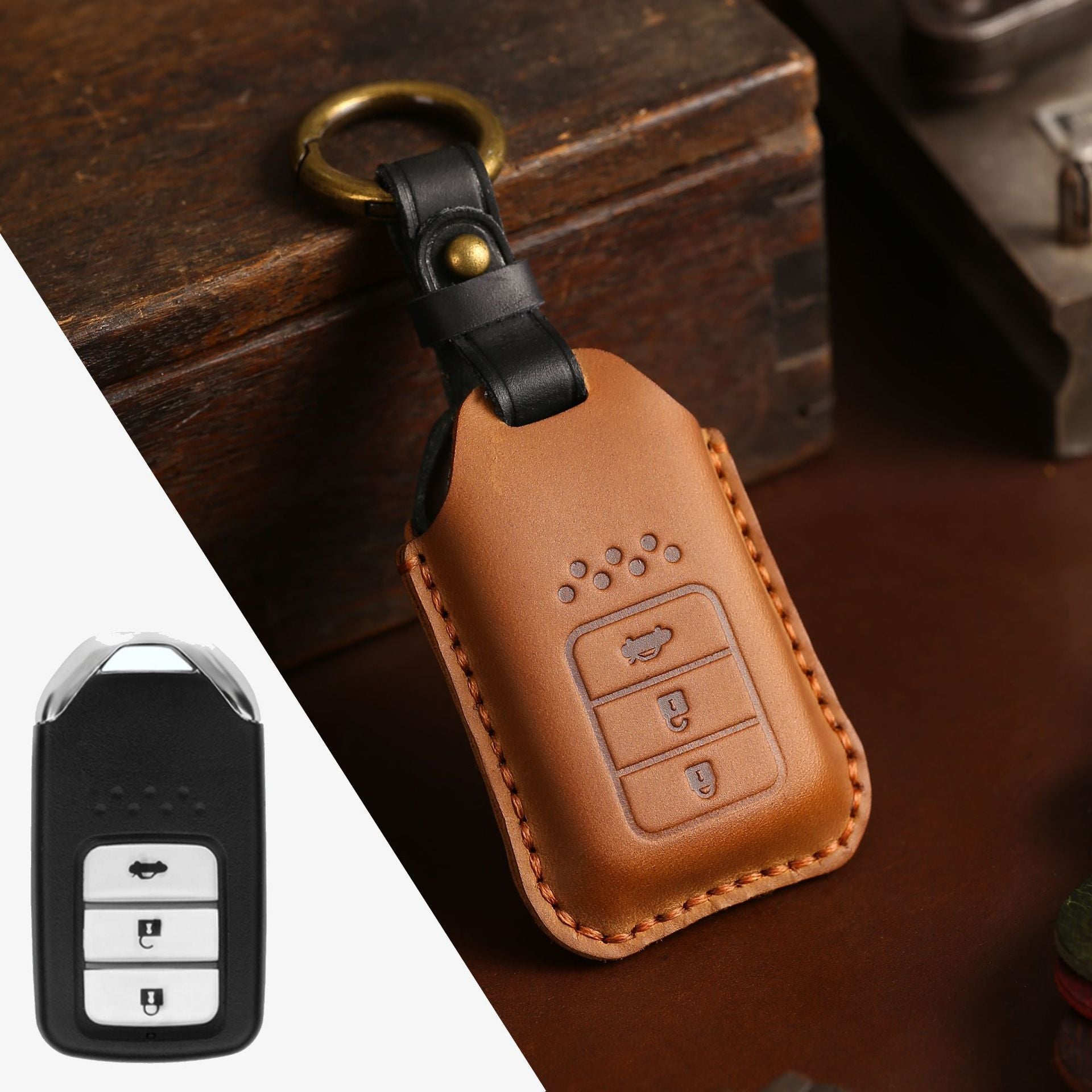 Coque de clé de voiture en cuir complet
