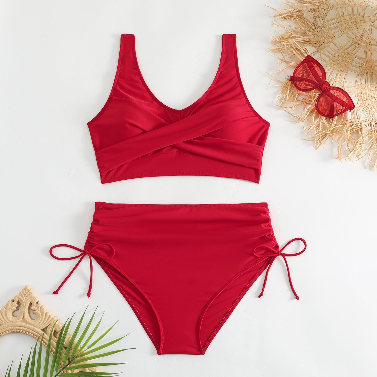 Robe de bain bikini bicolore bicolore sans dos en deux parties