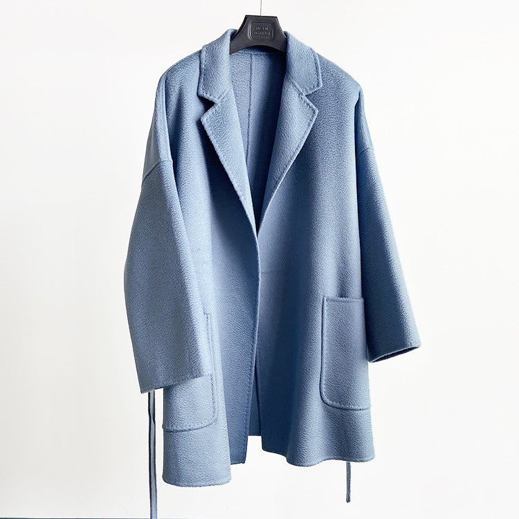 Manteau à double face en laine de longueur moyenne