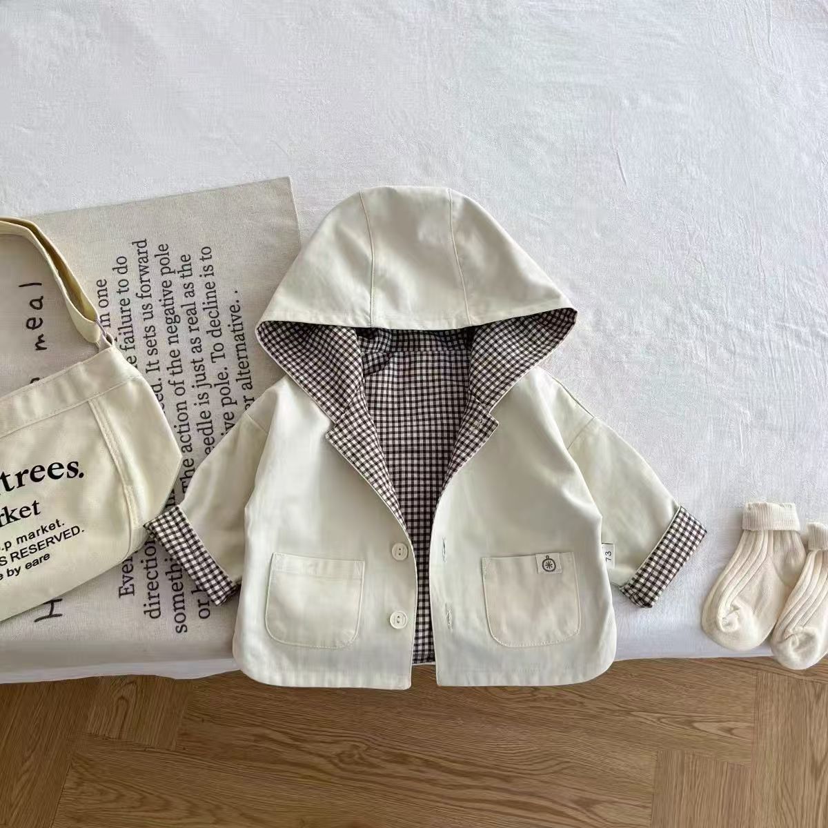 Manteau de trench à capuchon à la mode coréen pour garçons