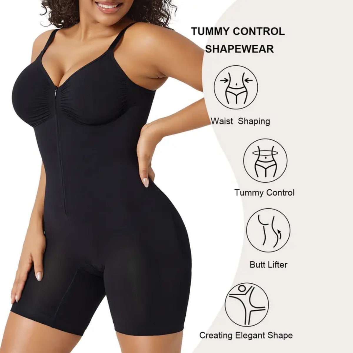 Vêtements de forme pour femmes Tummy Control Bodysuits Zip-Up Comfort Ultra Stretch Fabric Customizab