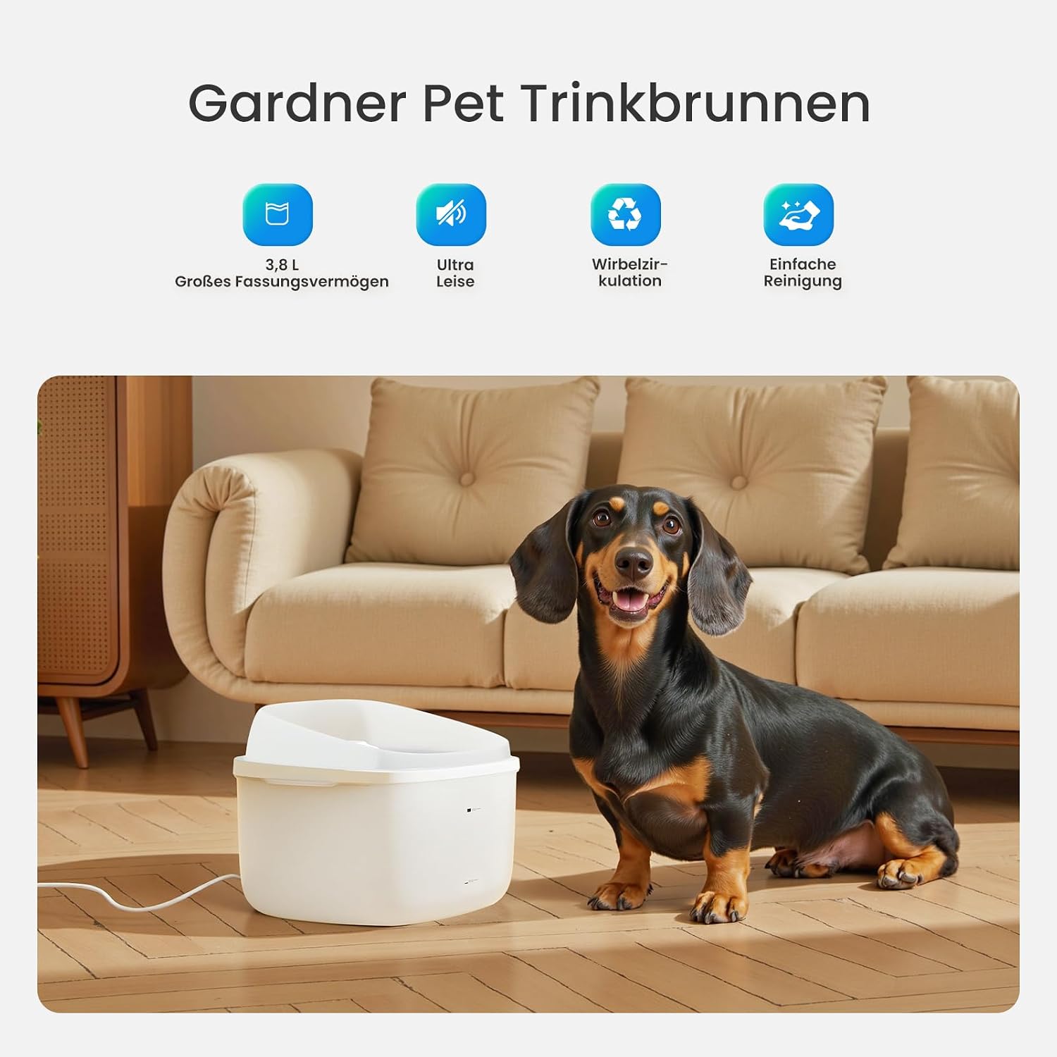 3.78L Fontaine d'eau pour animaux de compagnie Dual Dome Distributeur d'eau pour chats avec filtre en pierre de Maifan 3 couches Ul