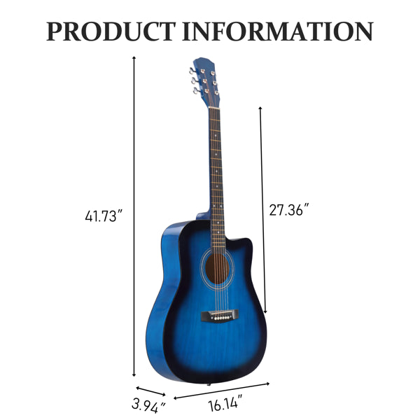 Guitare acoustique bleue de 41 pouces en forme de barrique avec choix