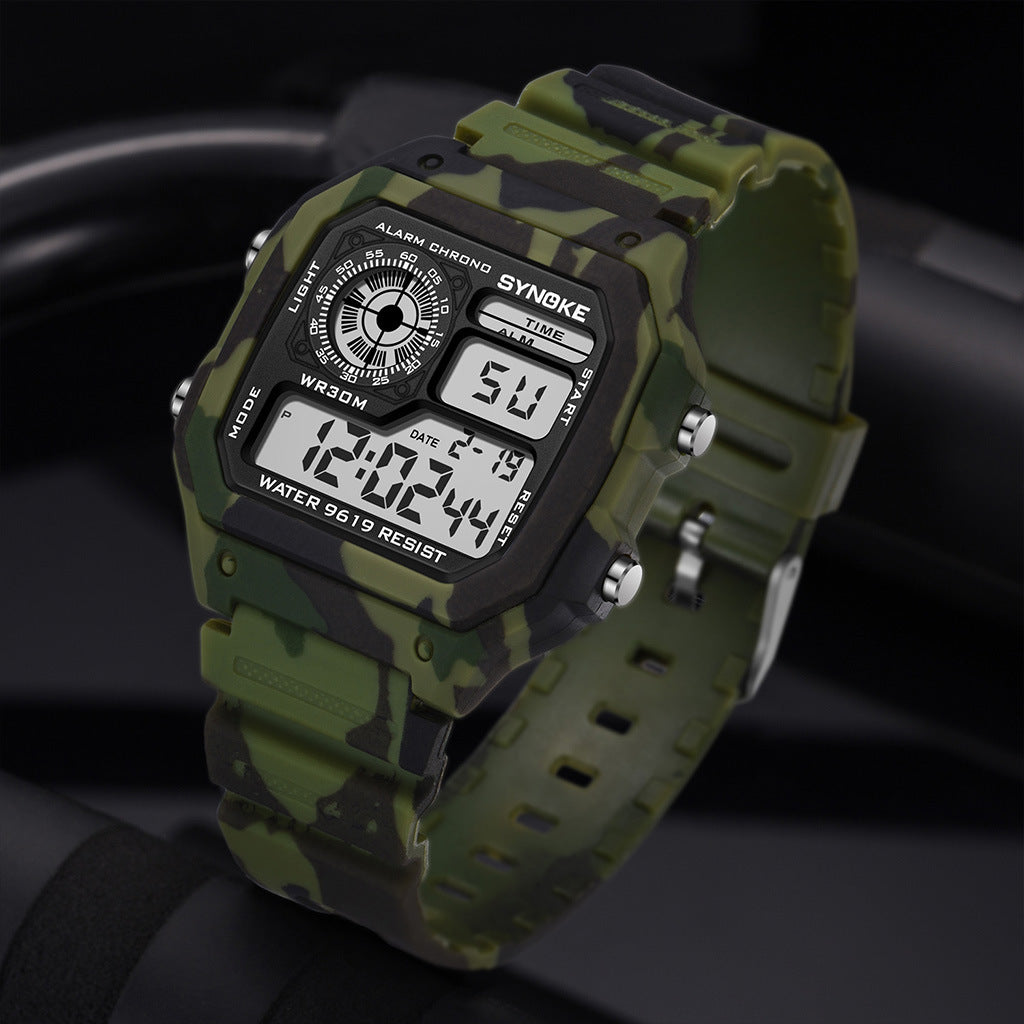 Montre électronique Sept Couleurs Noctilucent Imperméable Sports Hommes