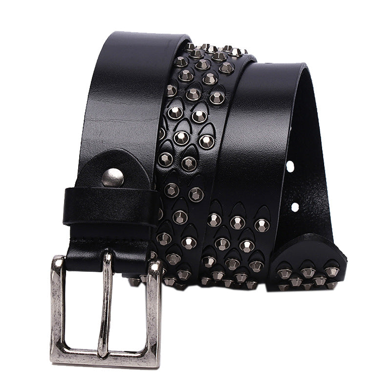 Ceinture de rivet distinctive pour femmes en cuir de vache pleine fleur